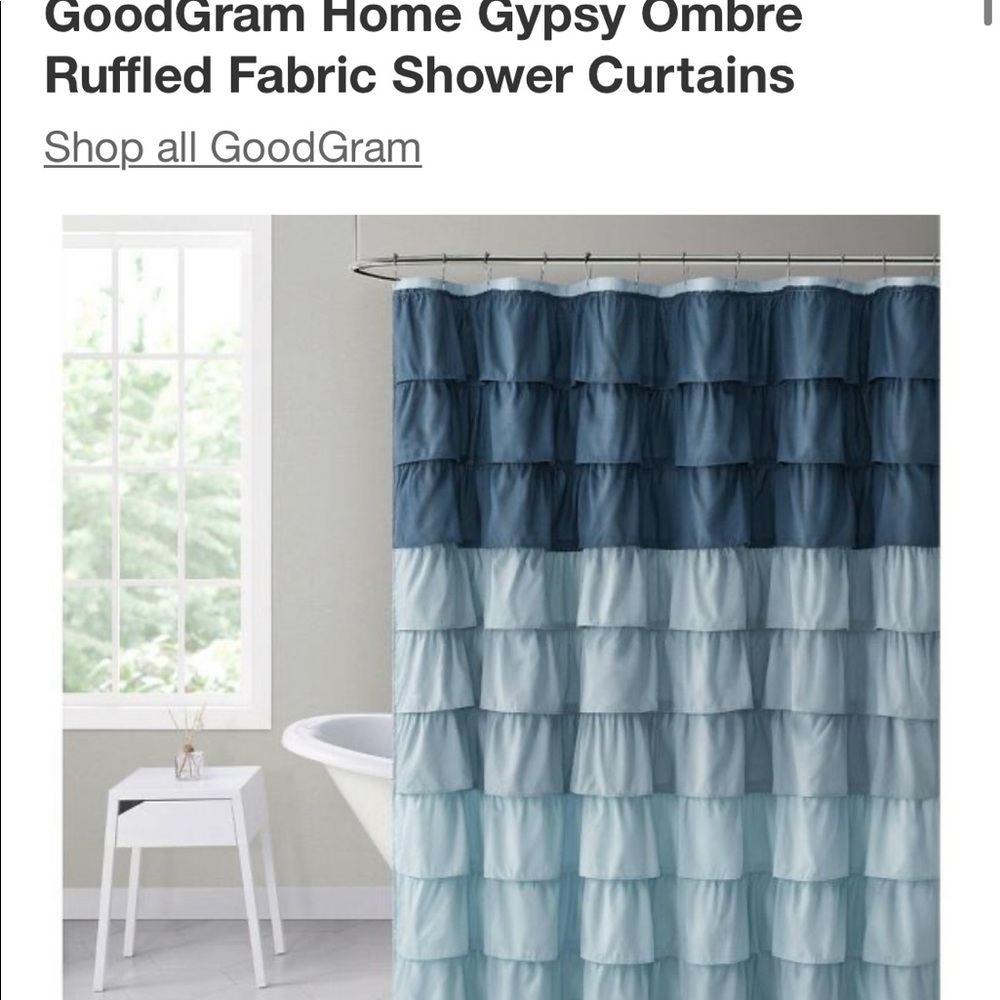 GoodGram Home Gypsy Ombre Ruffled Fabric Shower Curtains